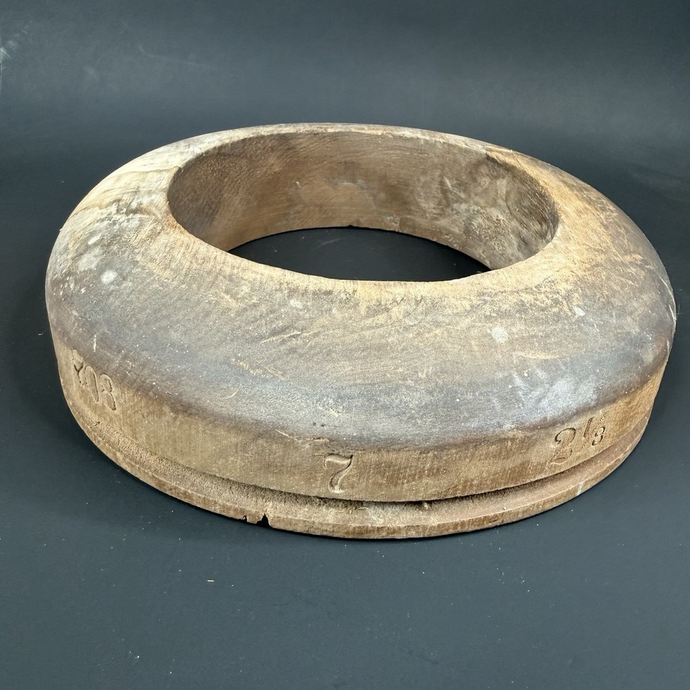 Antique Unmarked Wood Hat Block Millinery Hatters Brim Mold Form 7‎ 708